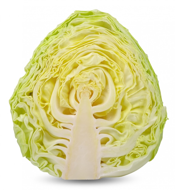 Slice cabbage isolated on white background