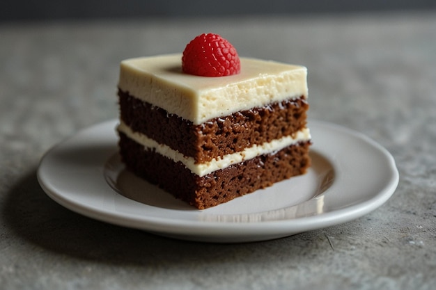 Slice of cake on white plate