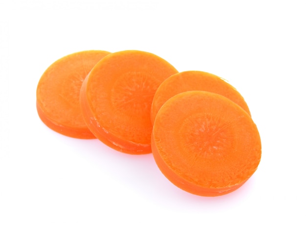 Slice carrot onj white background