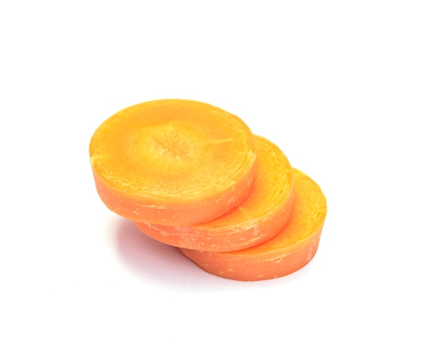 Slice carrots on white background