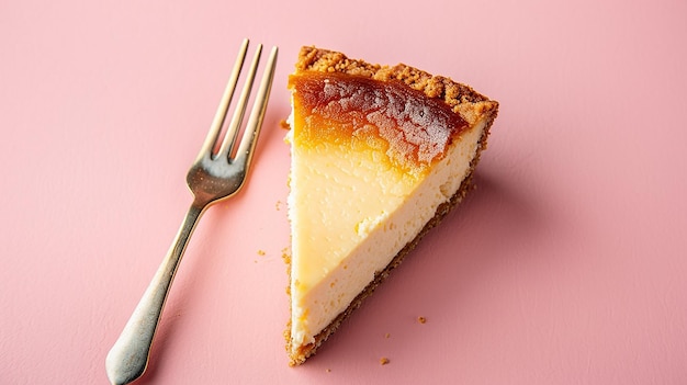 Slice of Cheesecake with Fork on Flat Surface