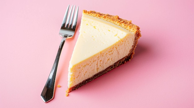 Slice of Cheesecake with Fork on Flat Surface