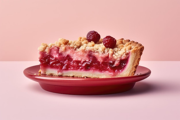 Slice Of Cherry Crumb Pie Sweet Treat For The Season