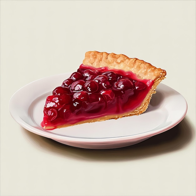 A slice of cherry pie on a white plate