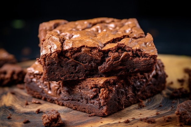 A slice of chocolate brownie with walnut and vanilla ice cream