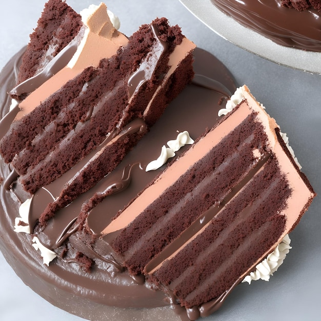 A slice of chocolate cake with the word chocolate on it