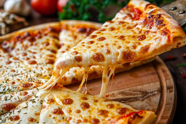 Photo a slice of crispy pizza with meat and cheese