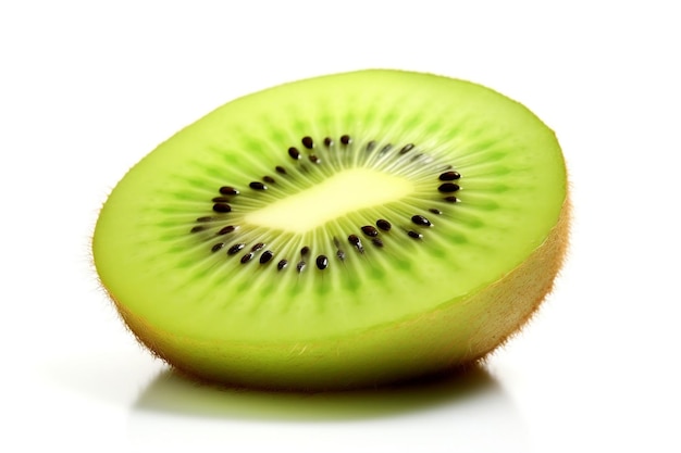 Slice of Fresh Juicy Kiwi Isolated on White Background Generative AI