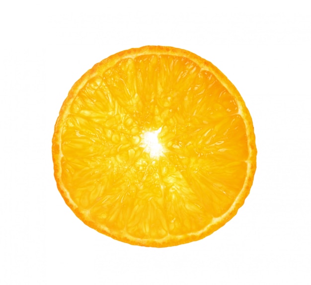 Slice of fresh orange isolated on white 