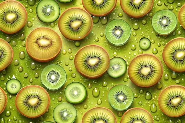 Slice of kiwi fruit seamless pattern