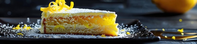 Photo slice of lemon cake