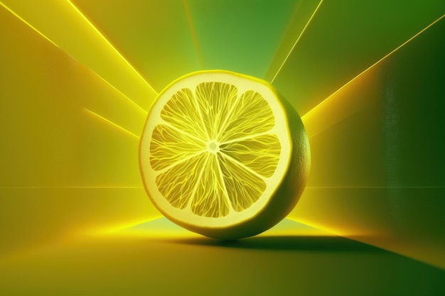 A slice of lemon sitting on top of a table generative AI