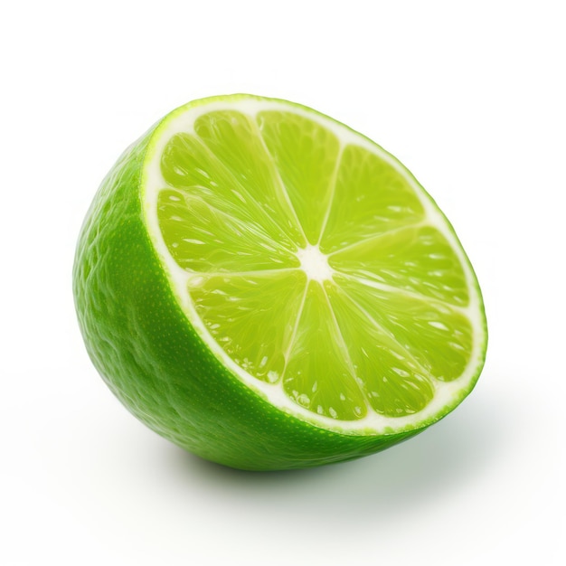 Slice of lemon on white background