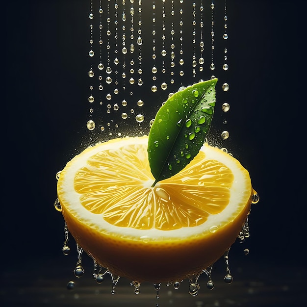 A slice of lemon with water splash