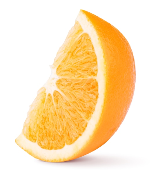 Slice of orange citrus fruit isolated