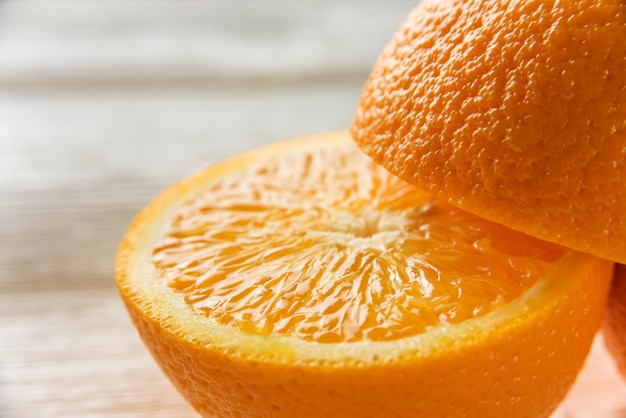 Slice of an orange closeup with selective focus