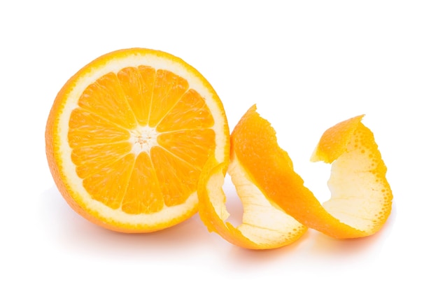 Slice of orange isolated on white background