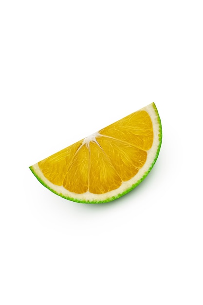 Slice of an orange on white