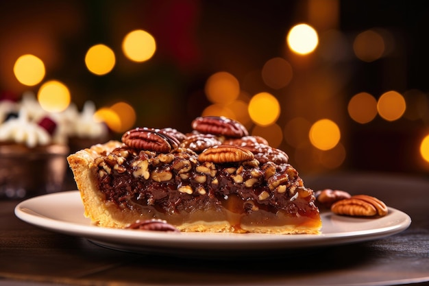 A slice of pecan tart cake