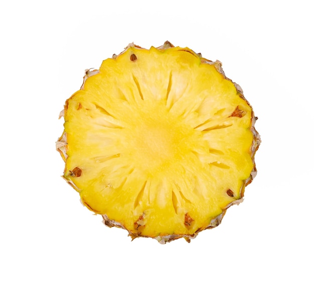 Slice of pineapple on white background