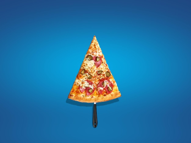 Slice of pizza set like christmas tree Christmas and New year concept