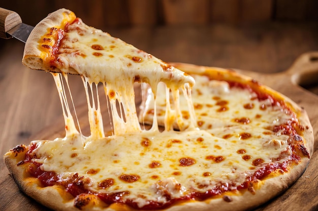 Photo a slice of pizza with cheese and sauce on it