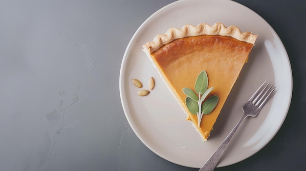 a slice of pumpkin pie is on a plate with a fork