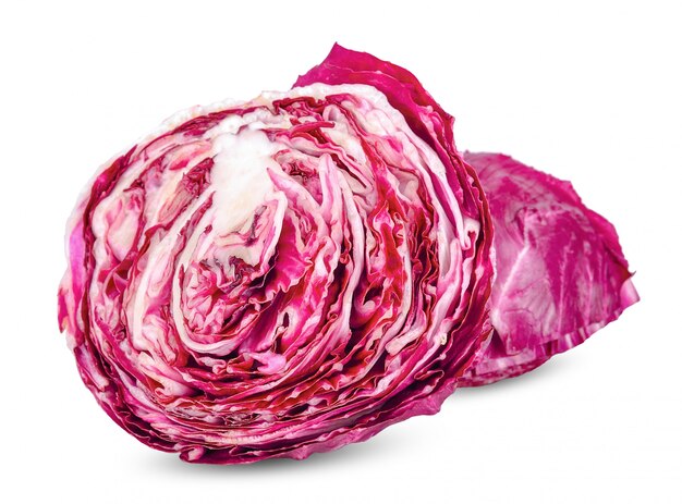 Slice radicchio isolated on white background