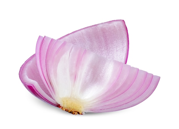 Slice Red onion isolated on white background. onion clipping path