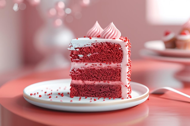 a slice of red velvet cake on a plate