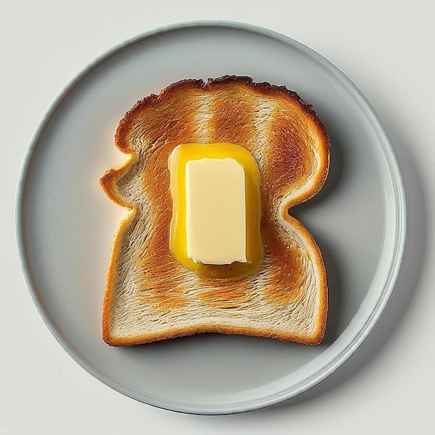 Photo a slice of toast with butter on it and a piece of butter on the plate