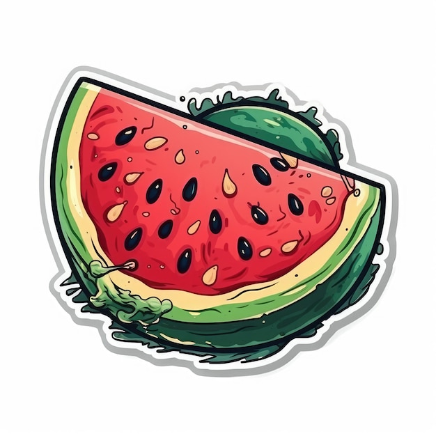 Slice of watermelon sticker ai generated