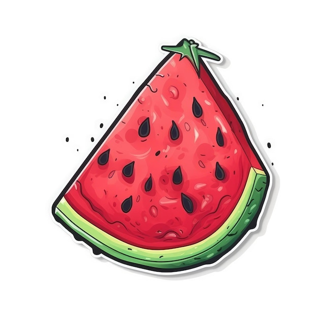 Slice of watermelon sticker ai generated