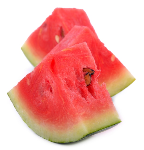 Slice of watermelon on white background