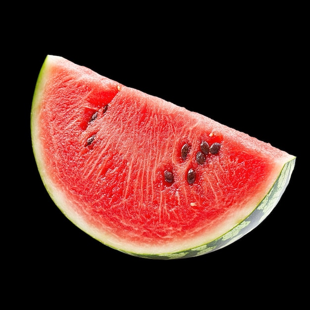 a slice of watermelon with seeds on it