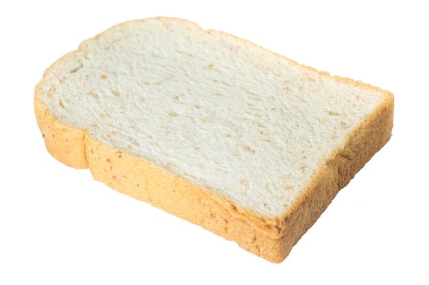 Slice of white bread against the white background