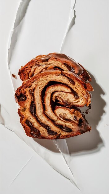 Photo sliced american babka isolated on white background