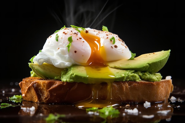 Sliced Avocado with Poached Egg on Toast