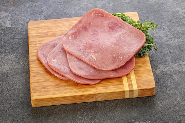 Sliced Beef Ham over board