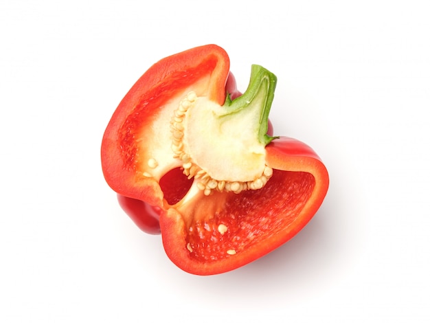 Sliced bell pepper isolated over white background