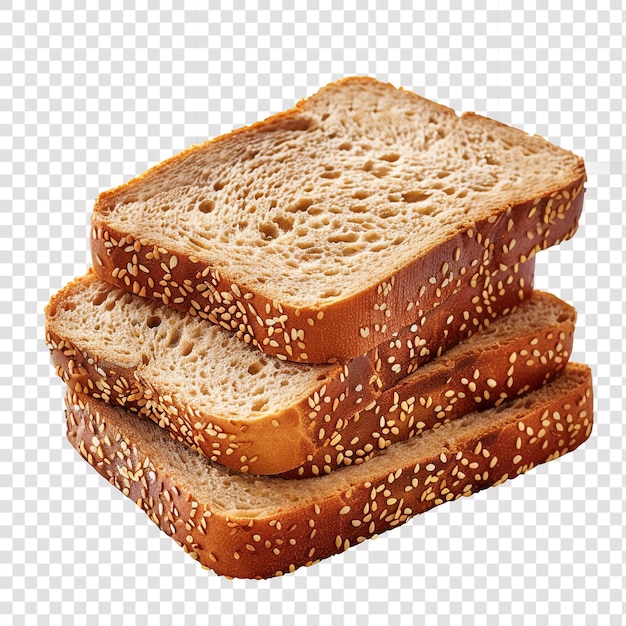 sliced bread with seeds on a white background