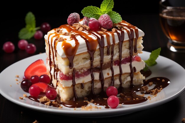 Sliced Cake with fruits toppings