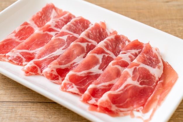 sliced collar pork raw