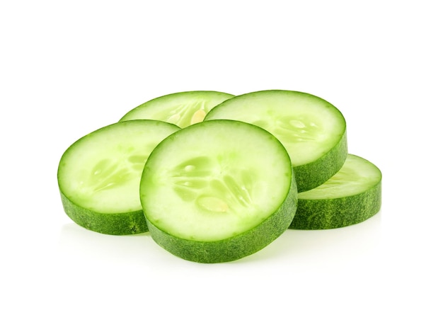 Sliced cucumber isolated on white background