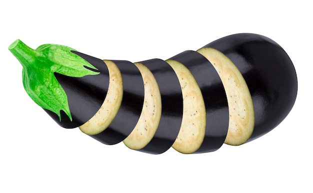 Sliced eggplant isolated on white background