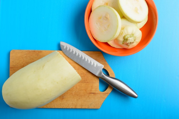 Sliced fresh courgette