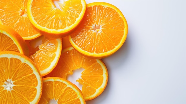 Sliced fresh oranges on a white background vibrant and juicy