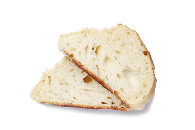 Sliced fresh white bread isolated on a white background.