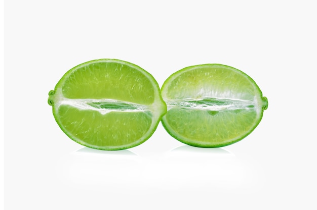 Sliced lime isolated on white background.