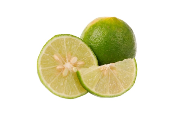 Sliced lime isolated on white background